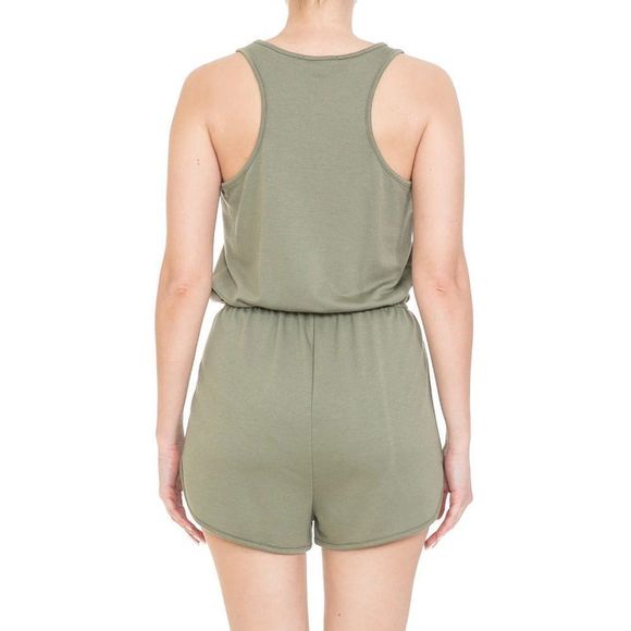 Dolphin Hem French Terry Sleeveless Racerback Romper - Romper - Racerback - Picture 5 of 6